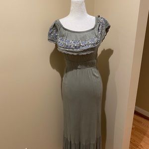 Green boho maxi dress